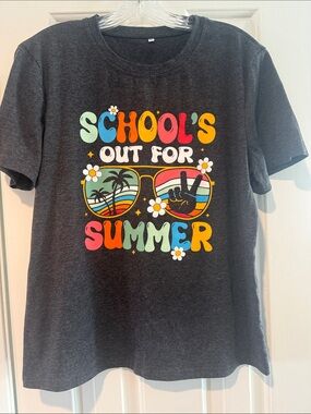 Womens Teacher Graphic 'School's Out for Summer' Tee - Charcoal large